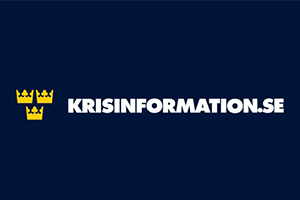 Logotyp tre kronor och texten krisinformation.se