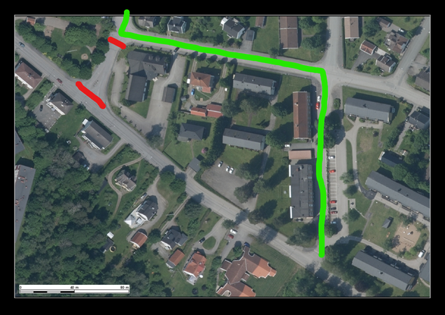 Karta över avstängning av Villagatan